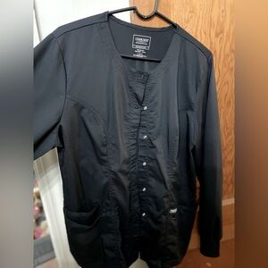 Black size L Cherokee Snap Front Scrub Jacket Workwear Revolution Soft Stretch